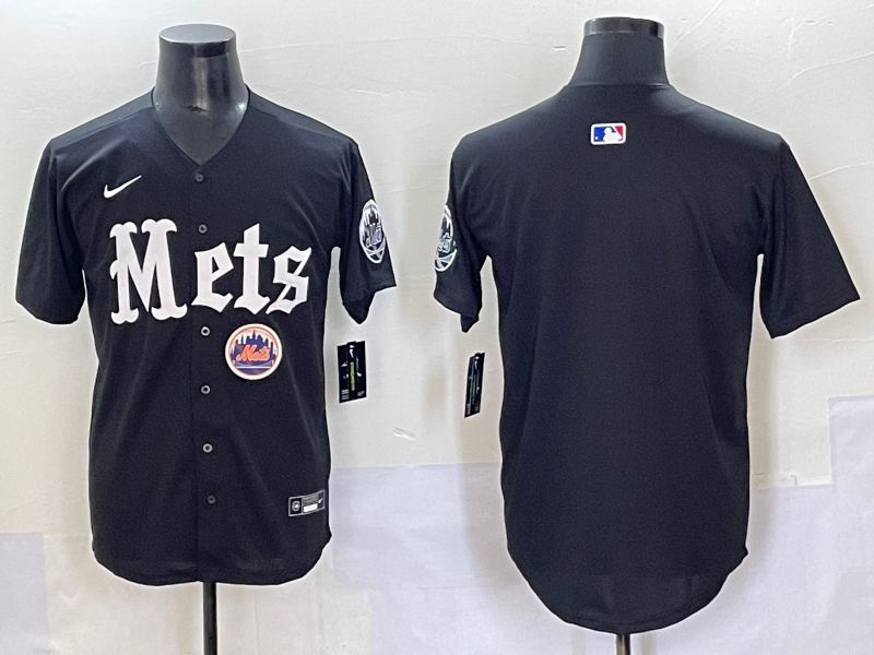 Men 2025 New York Mets Blank Black Five generations Joint Name Nike MLB Jersey style 3->new york mets->MLB Jersey